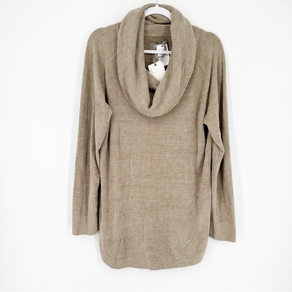 NWT Barefoot Dreams Coastal Cowl Neck Tunic Dark Khaki - Picture 2 of 9